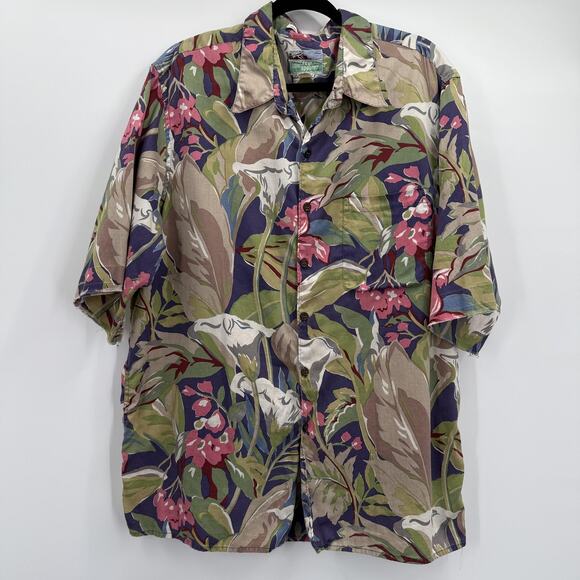 Vintage Reyn Spooner Shirt Mens XL Floral Hawaiian Button Up Egyptian Cotton 90s - Picture 1 of 13